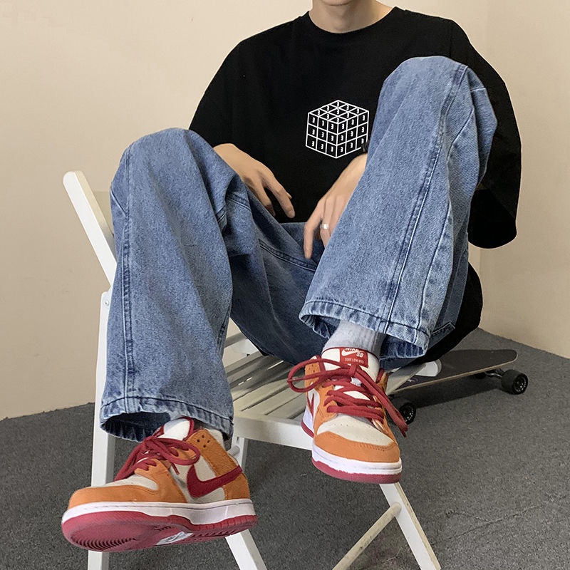 Quần Jeans Ống Rộng Dáng Suông Phong Cách Retro Đường Phố Mới Cho Nam Và Nữ