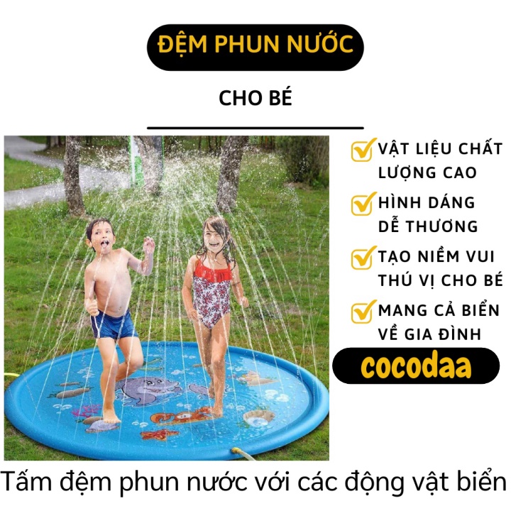 Đệm Bơm Hơi Phun Nước - Thảm Nước Bồn Tắm Ngoài Trời 1.7m Cho Bé Vui Chơi 9383 [FREESHIP]