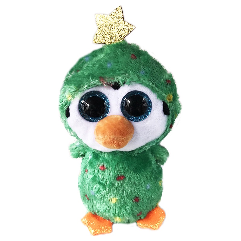 Chim Cánh Cụt Nhồi Bông Màu Xanh Lá Cây 15cm Trang Trí Giáng Sinh Dễ Thương