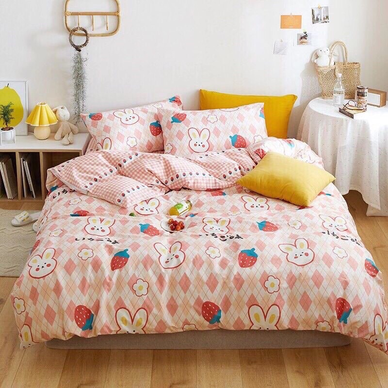 Chăn ga gối cotton living, cotton nhập khẩu, set vỏ chăn 4 món