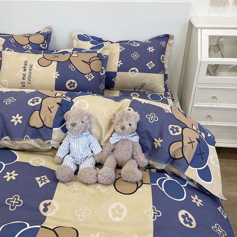 Bộ chăn ga gối cotton poly hàn quốc-chăn ga gối poly nhập khẩu chất mềm không xù lông MỚI