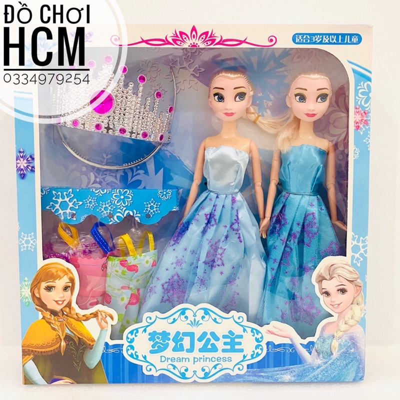 [LOẠI LỚN RẤT ĐẸP] Bộ đồ chơi búp bê công chúa Frozen Elsa và Anna dành cho bé thích chăm em