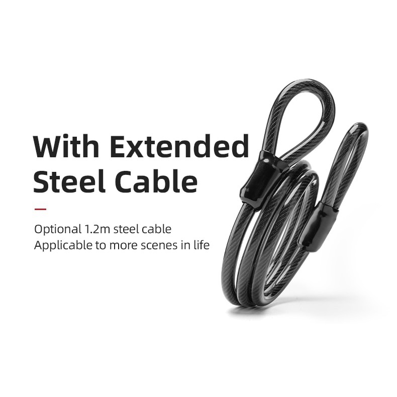 ROCKBROS Cycling Lock Steel Five-Digit Code Anti-Theft 1.72cm Bold Cable Password PVC Wrapped