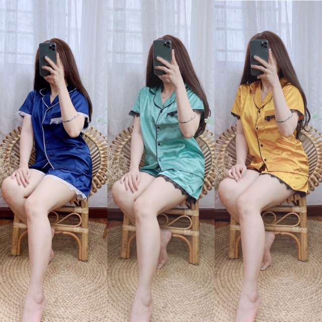 ( FreeSize Lụa ) Đồ Bộ Pijama Lụa Ren Đùi
