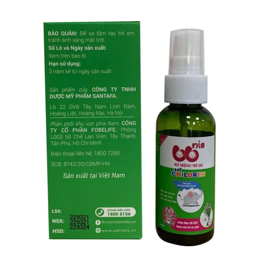 Xịt rơ miệng trẻ em BBNIE - Giúp làm sạch khoang miệng và lưỡi cho bé (40ml)
