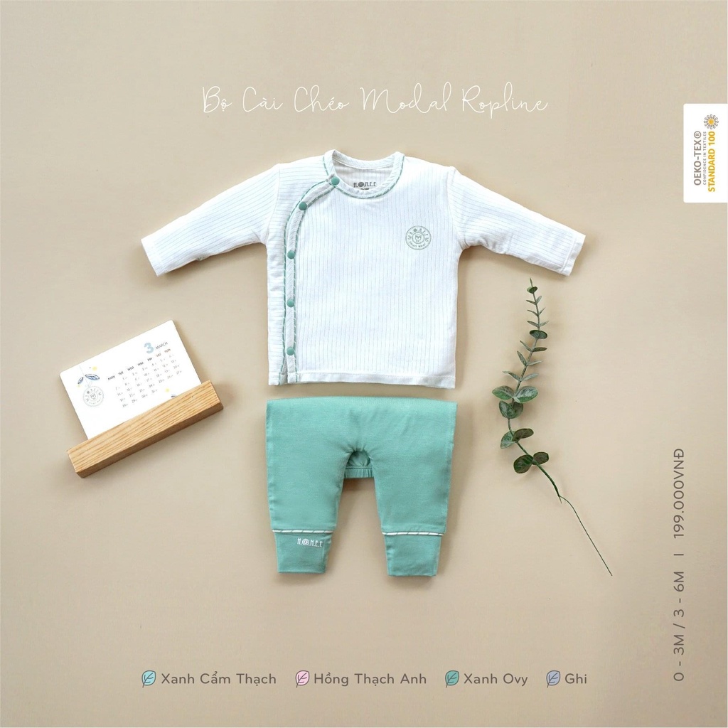 HRNEE - BỘ CÀI CHÉO MODAL ROPLINE DÀI TAY