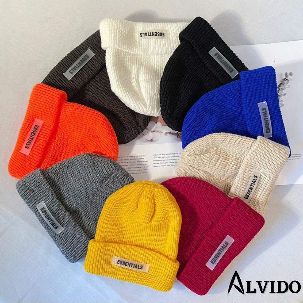 Mũ Len ALVIDO  Mũ Len Nam thời trang unisex cao cấp dập mác cao su ESSENTIALS phong cách hip hop - cá tính