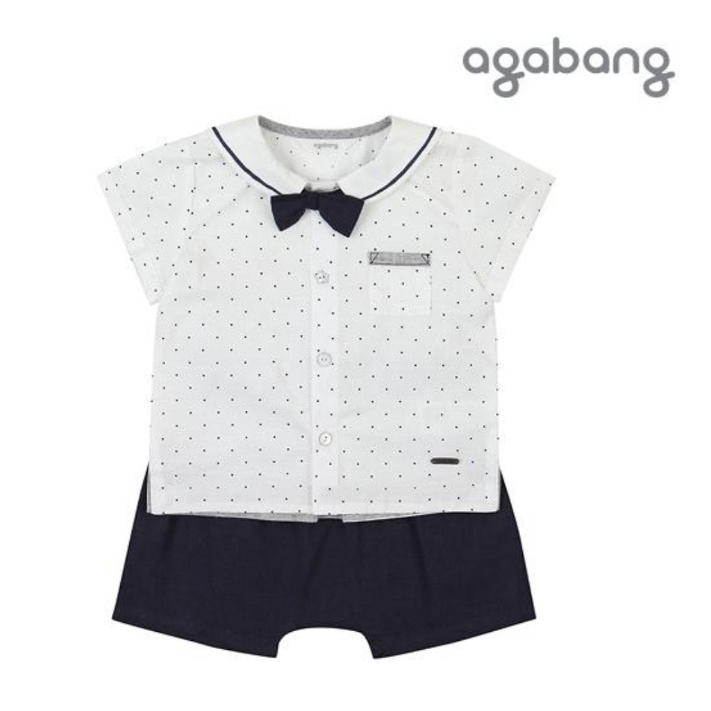 Áo sơ mi cộc tay trắng chấm bi túi ngực S7C0T