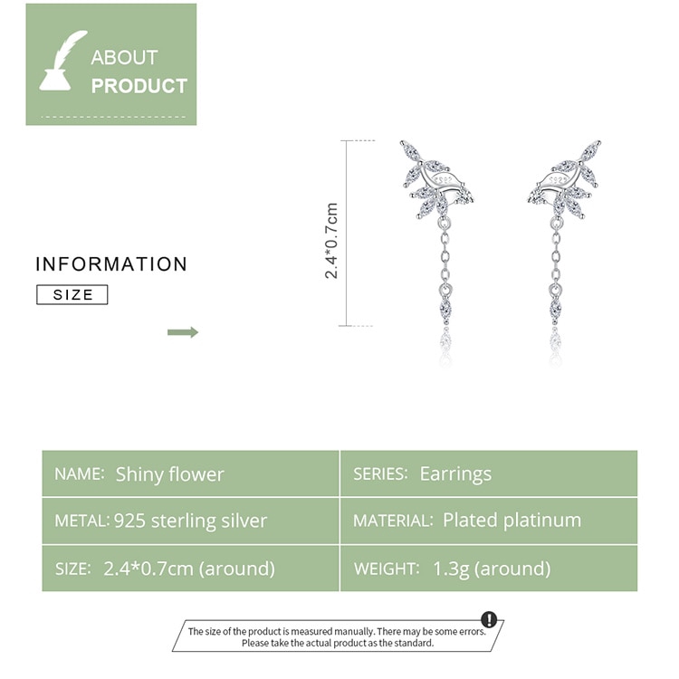 BAMOER Bông Tai BạC 925 ĐíNh Đá Sang TrọNg BSE350