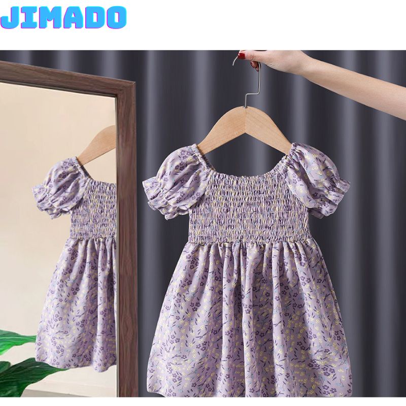 Váy đầm bé gái hoa nhí dáng xòe chun ngực 2 màu tím be siêu mềm siêu mát Jimado E1.074.TI.100