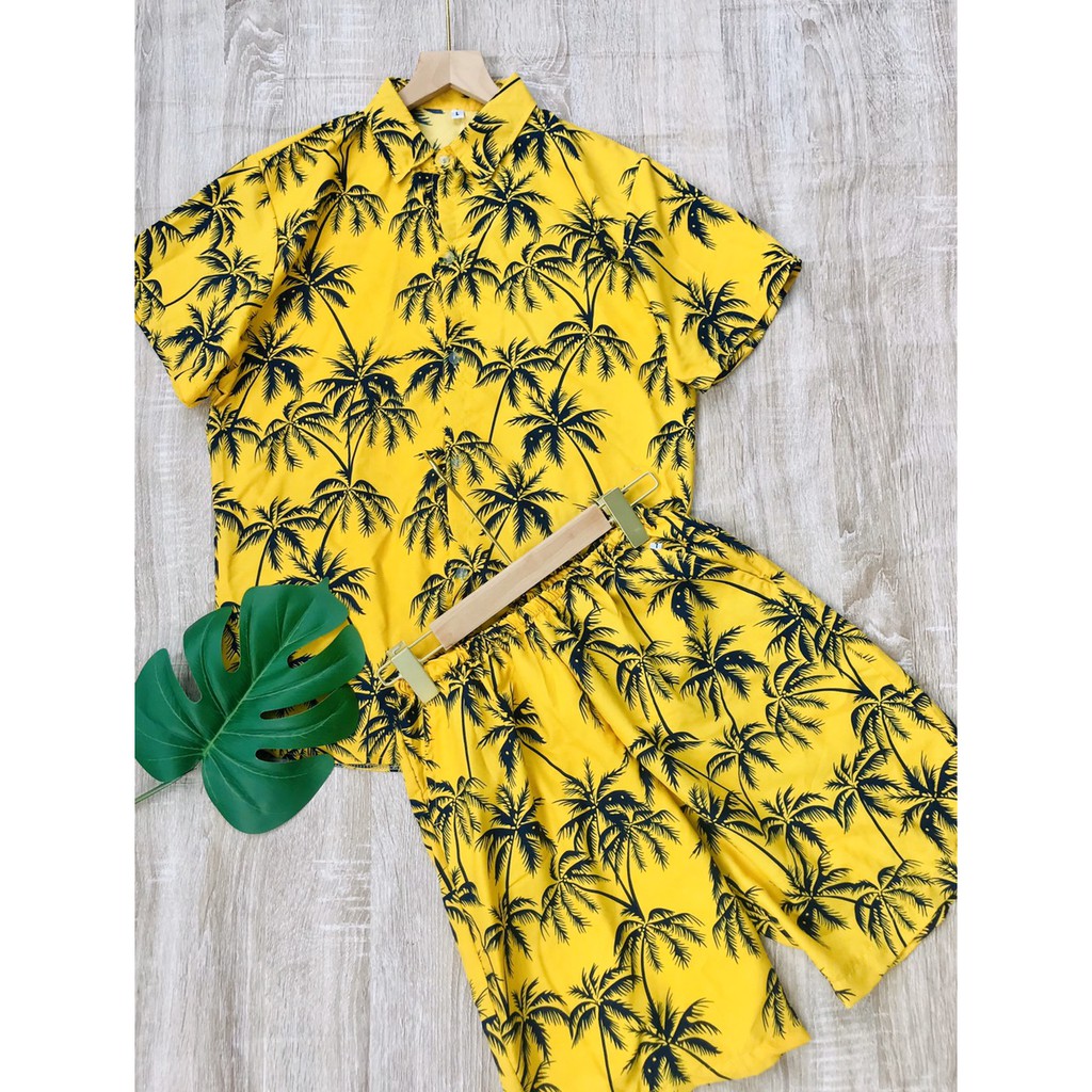 Bộ đồ hoa lá hawaii đi biển, bộ sơ mi trái cây dành cho nhóm, team, công ty đi du lịch ĐẸP - MÁT - RẺ