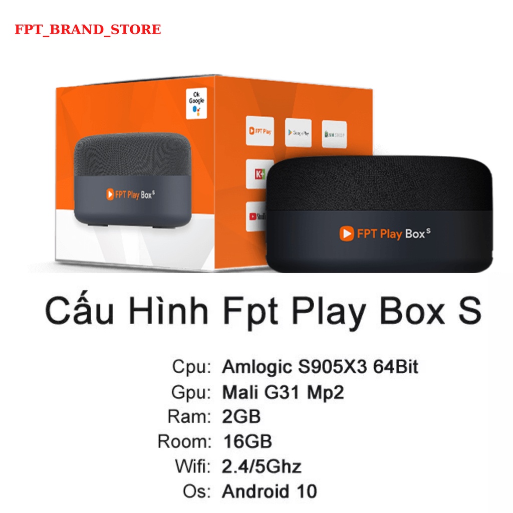 FPT PLAY BOX S 2021 FPT TELECOM -Model T590 Hands-free Android TV 10 Box Kết Hợp Loa  Điều Khiển Giọng Nói + 4K