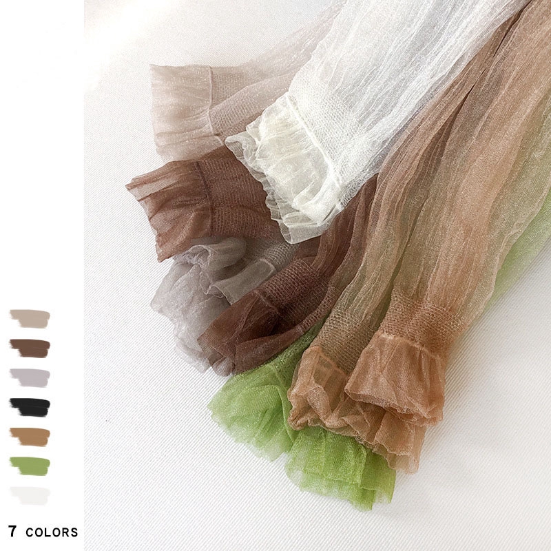 Korean Ins Fluffy Tulle Glass Silk Loose Socks Women New Design Ladies Lace Transparent Ultra-thin Mesh Frilled Sheer Socks Cool