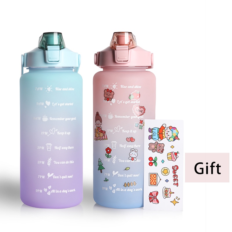 Bình Nước Thể Thao Bằng Nhựa PP Màu Sắc Gradient Dung Tích Lớn 2000ML
