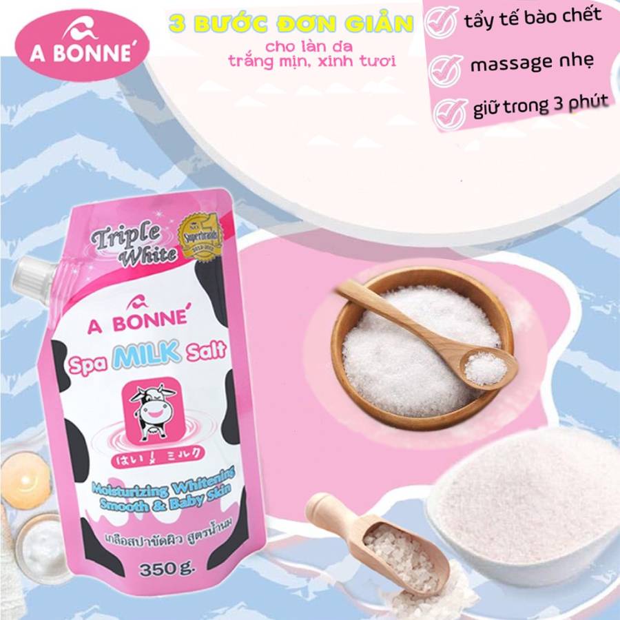 [ MUA 1 TẶNG 1] Muối Tắm Trắng Da Sữa Bò Spa Milk Salt Bonne’ 350G