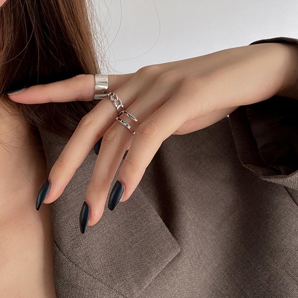Bộ Nhẫn BERNARDO Hình Tròn Bằng Kim Loại Đơn Giản Phong Cách Hàn Quốc Cổ Điển Thời Trang Cho Nữ