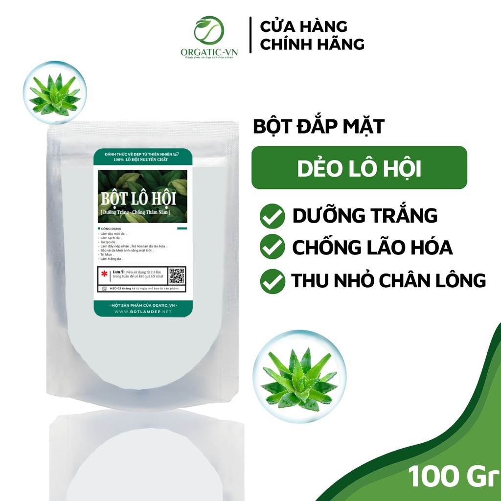 Bột đắp mặt lô hội handmade giảm mụn, dưỡng trắng, Chống lão hóa, se khít lỗ chân lông 100Gr - B3.008 | BigBuy360 - bigbuy360.vn