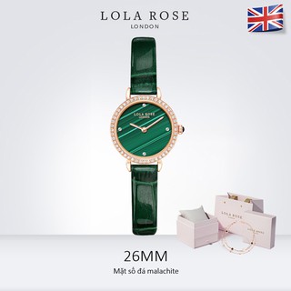 Đồng hồ nữ đẹp, đồng hồ Lolarose mặt đính pha, đá malachite may mắn xanh lục cao cấp full box bảo hành 2 năm LR2196BOX