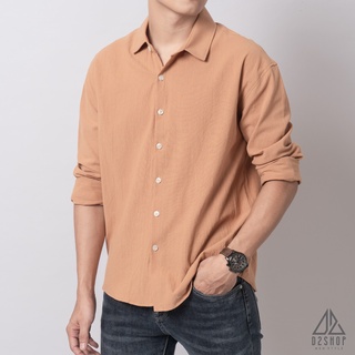 Áo sơ mi D2shop, áo sơ mi nam dài tay vải linen trơn, màu be