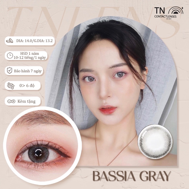 Kính áp tròng BASSIA GRAY 14.0 - Dòng cao cấp độ ẩm cao 12/24h