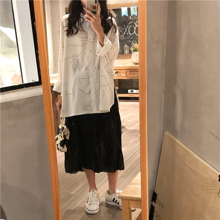 Áo Sơ Mi Dài Tay Cổ Bẻ Dáng Rộng Thời Trang Phong Cách Hàn Quốc | BigBuy360 - bigbuy360.vn