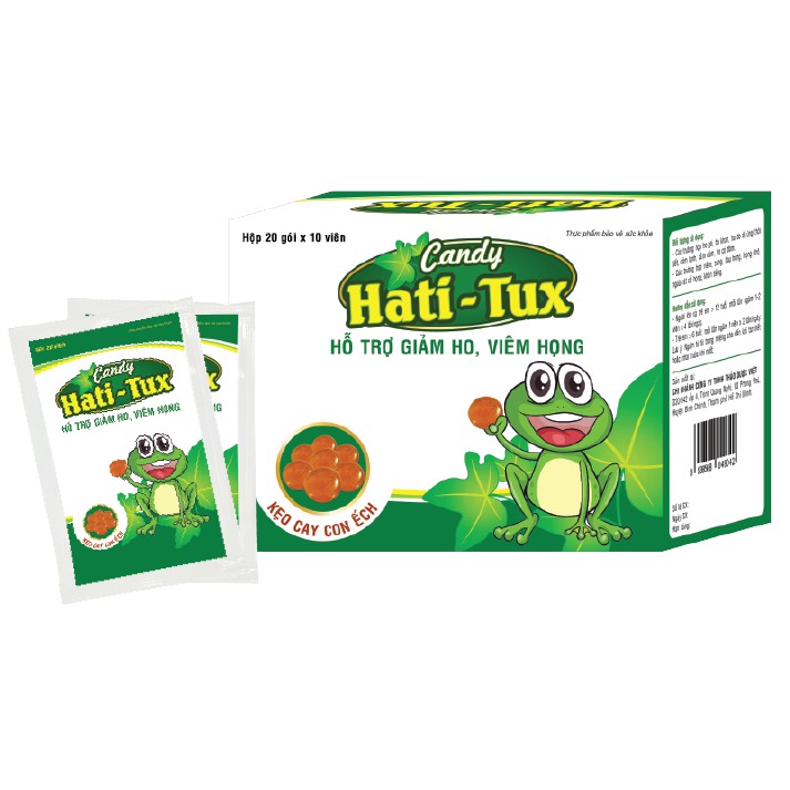 Kẹo Ngậm Ho hati-tux candy( giảm đau họng, giảm ho) 1 Hộp có 20 gói , 1 Gói có 10 viên