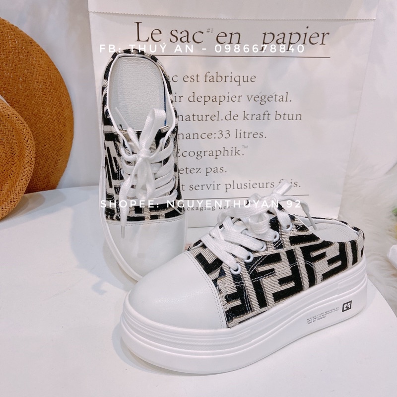 Giày sục thể thao độn đế 7cm ⚡️FREE SHIP⚡️hoạ tiết sang, tôn chiều cao, êm chân