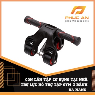 Con lăn tập cơ bụng tại nhà trợ lực hỗ trợ tập gym 3 bánh đa năng PHUCAN