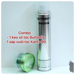 COMBO KEO XỊT TÓC BUTTERFLY SHADOW & SÁP VUỐT TÓC NAM KANFA