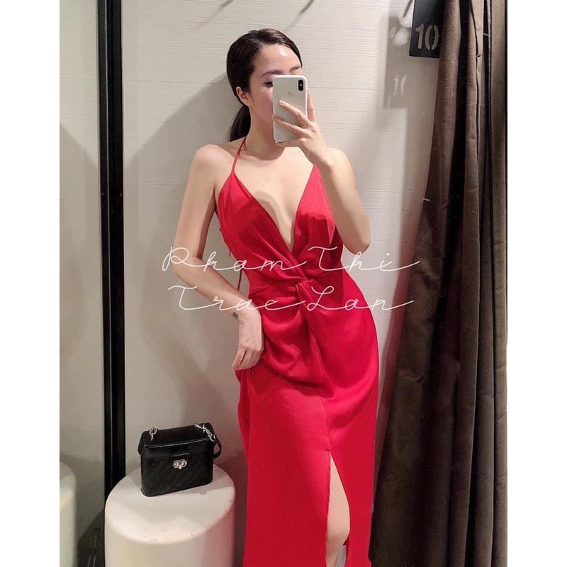ĐẦM MAXI HAI DÂY LỤA XẺ ĐÙI ZARA AUTH NEW TAG SALE 2021