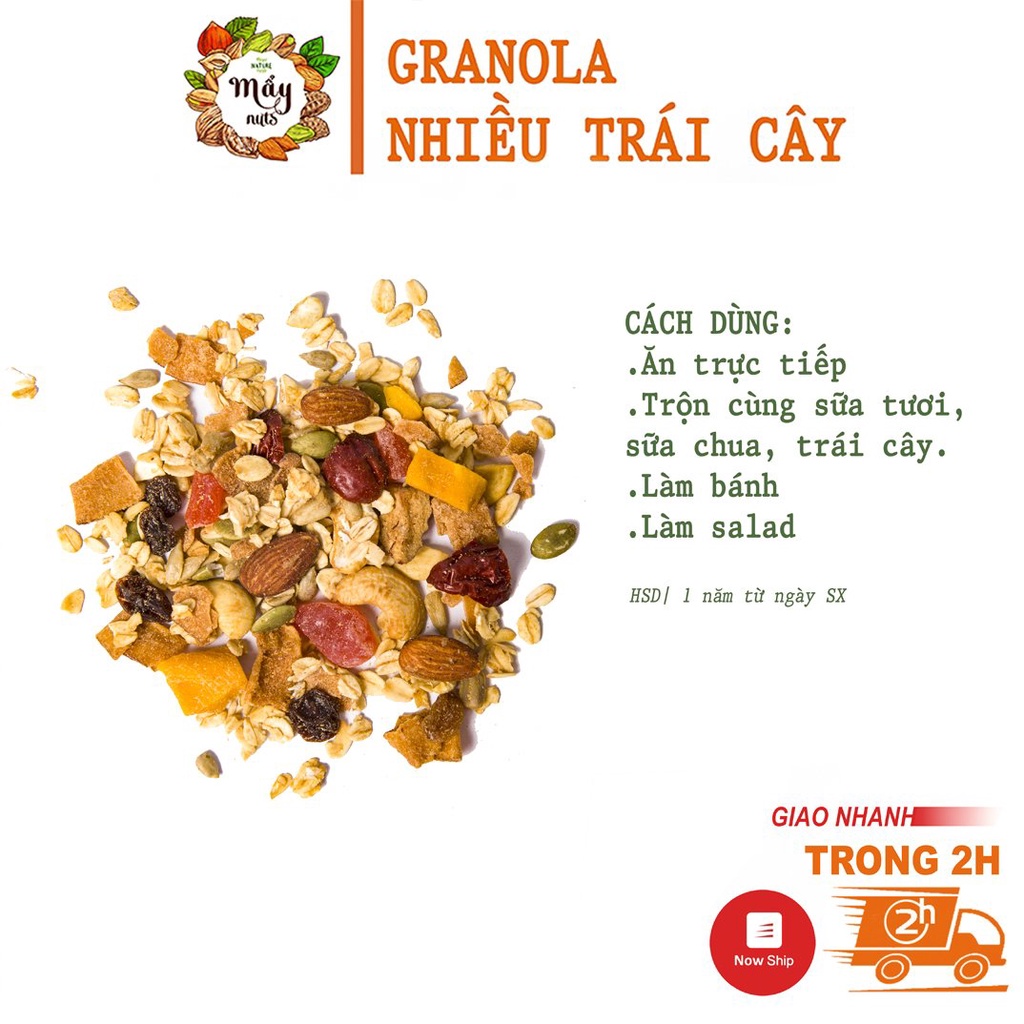 500g Granola nhà làm thêm 5 loại trái cây, nhiều hạt - Ngũ cốc dinh dưỡng - Mẩy Mẩy shop hạt dinh dưỡng