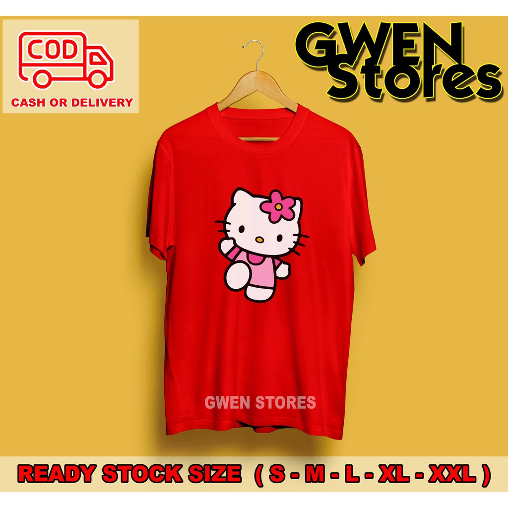 Áo Thun Cotton Họa Tiết Hello Kitty Dễ Thương Cho Nữ 30s