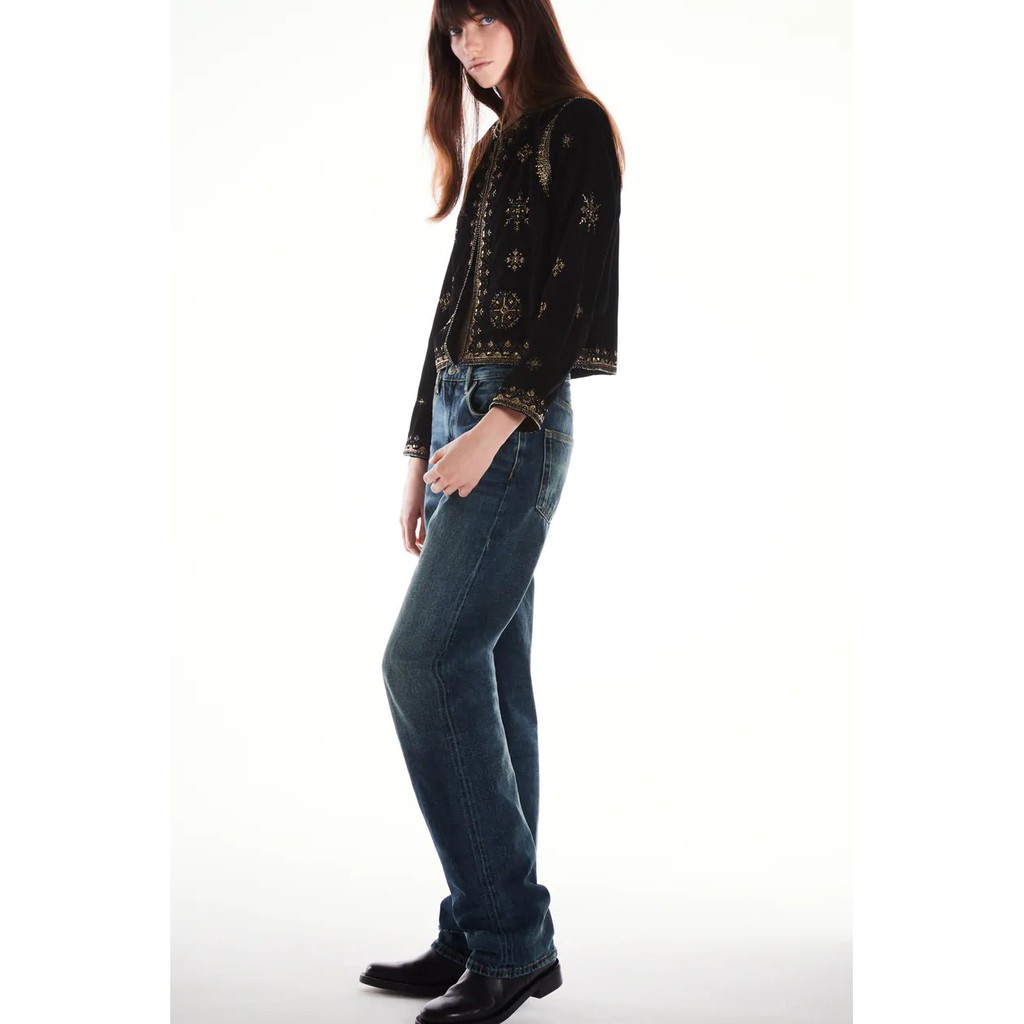 ÁO KHOÁC NHUNG ZRA NỮ THÊU HỌA TIẾT MÀU ĐEN - 6895/243