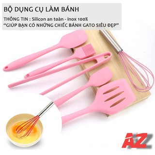 Bộ dụng cụ làm bánh silicone chịu nhiệt, dụng cụ làm bánh 5 món đa năng
