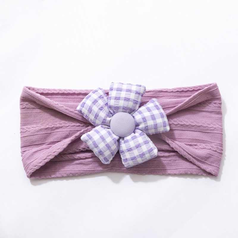 Turban vải mềm bản to nơ phồng cho bé gái