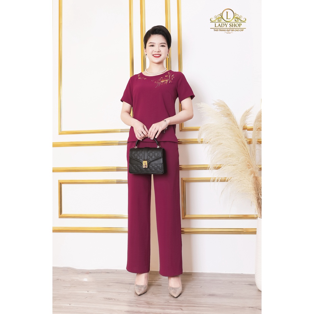Thời trang trung niên Ladyshop bộ đồ đũi cho mẹ thêu hoa TK840
