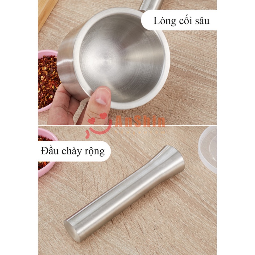 Bộ Cối Chày Inox 304 FREESHIPHàng Cao Cấp Không Vết Hàn - Bảo Hành Trọn Đời Không Han Gỉ