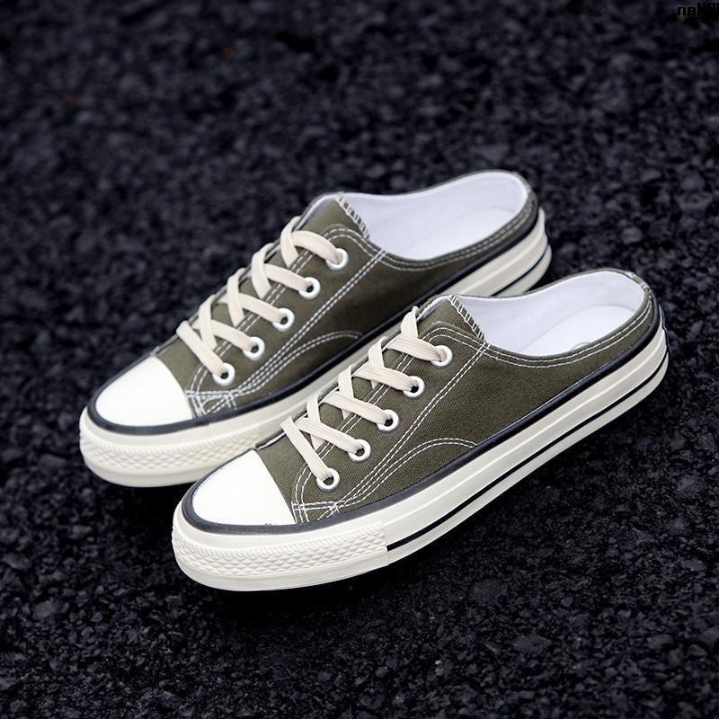 Dép Lười Phiên Bản Hàn Quốc.Giày Thể Thao Hở Gót Bằng Vải Canvas Thời Trang Mùa Hè Dành Cho Nam