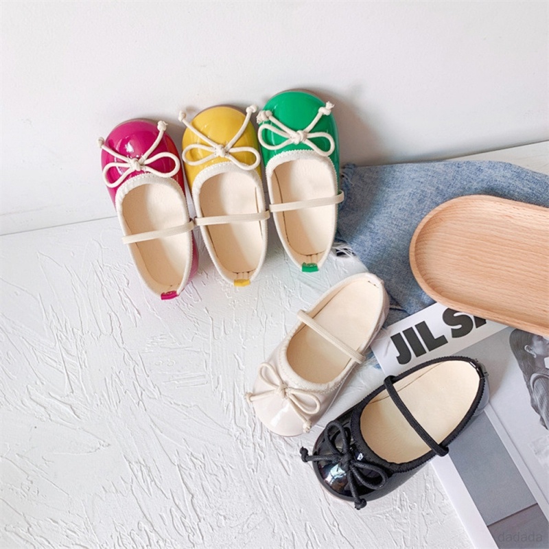 Giày Búp Bê Đế Bằng Đính Nơ Thời Trang Xuân Thu Cho Bé Gái