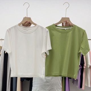 Áo Croptop Nữ Cổ Tròn Form Rộng Chất Cotton Thoáng Mát Co Giãn Thời Trang Basic CinZy SG