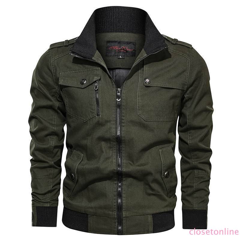 CL❀❀ Men Tactical Military Army Jacket Zip Winter Cargo Standing Collar | BigBuy360 - bigbuy360.vn