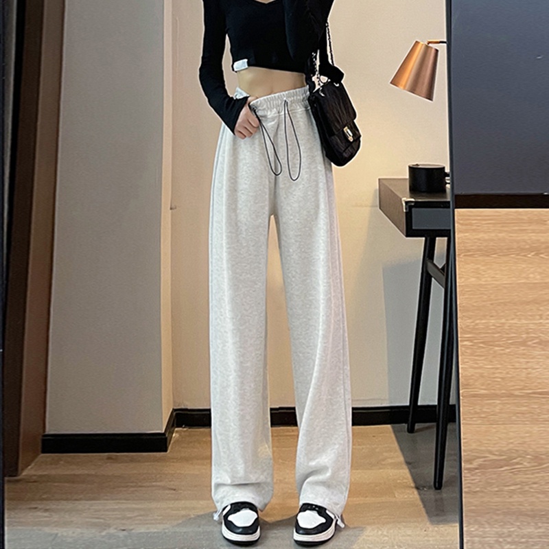 Quần Dài Thể Thao Ống Rộng Có Dây Rút 4 Màu Sắc Chọn Lựa Phong Cách retro Mỹ Cho Nữ