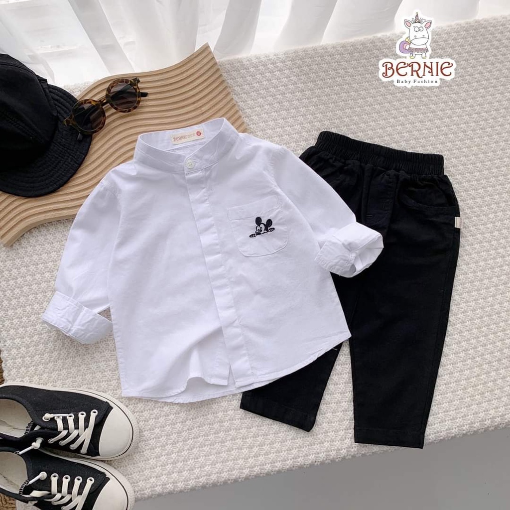 Bộ sơ mi Mickey quần kaki, set đồ soái ca cho bé