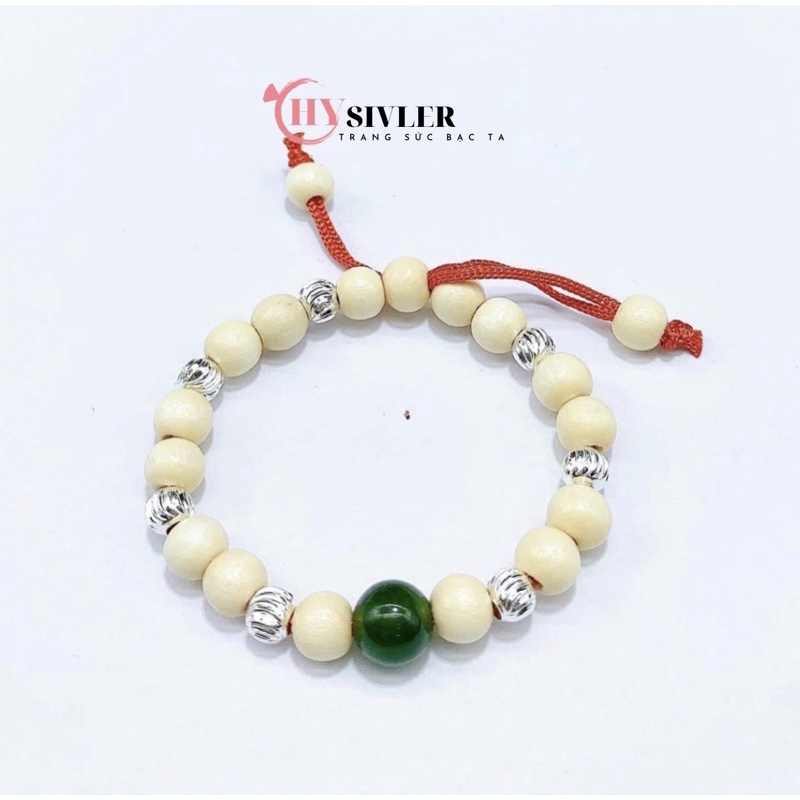 Lắc tay dâu tằm mix đá phong thuỷ nhiều màu bé trai bé gái và bi bạc ta cho bé yêu