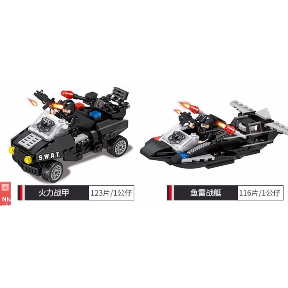 Lắp ráp xếp hình non Lego City 6622 : tàu cảnh sát swat 762 mảnh