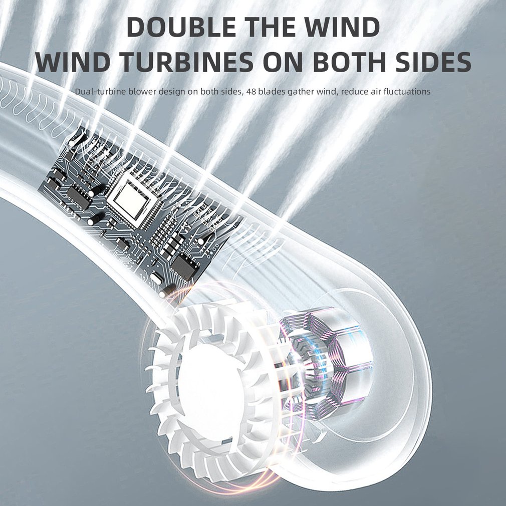 Quạt Mini Đeo Cổ Sạc USB Tiện Lợi Dành Cho Người Lười Chơi Thể Thao