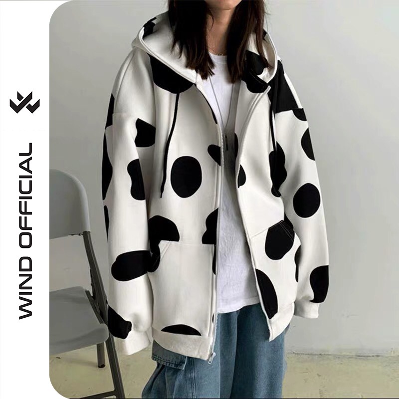 Áo khoác nỉ unisex form rộng cardigan Bò Sữa nam nữ ulzzang Wind