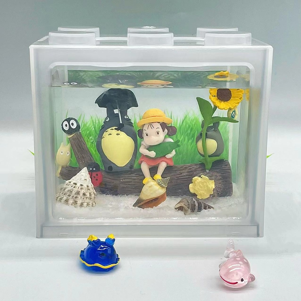 Bể Cá mini Hồ cá lego Bằng Trang Trí Hồ Cá Cảnh để bàn trang trí mini đáng yêu chất liệu PVC