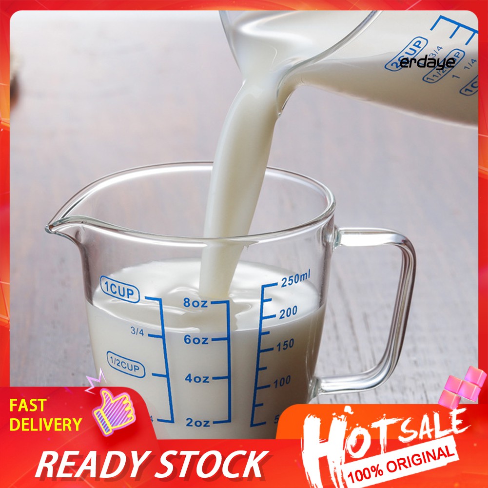 Cốc Đong Sữa Bằng Thủy Tinh Chịu Nhiệt Dung Tích 250ml/500ml Tiện Dụng