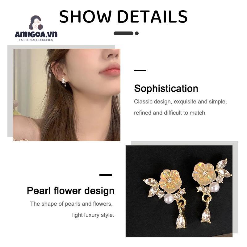 ✨✨ Bông Tai Hình Hoa Đính Ngọc Trai Cao Cấp Phong Cách Pháp Cổ Điển Dành Cho Nữ